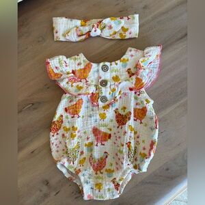 Mud Pie 3-6 month onsie with bow, NWOT